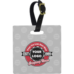 Logo & Tag Line Plastic Luggage Tag - Square w/ Logos
