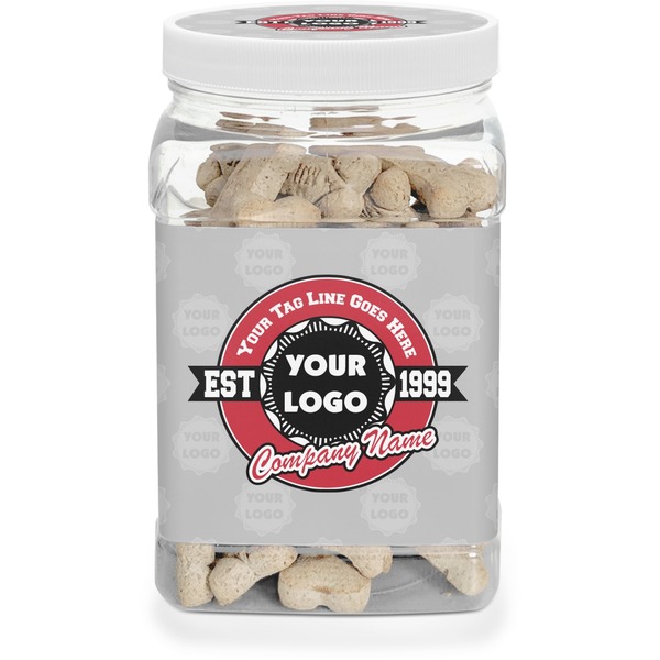 Custom Logo & Tag Line Dog Treat Jar w/ Logos