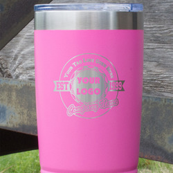 Logo & Tag Line 20 oz Stainless Steel Tumbler - Pink - Double-Sided (Personalized)
