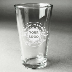 Logo & Tag Line Pint Glass - Laser Engraved - Single (Personalized)