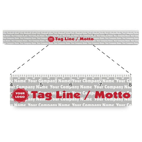 Custom Logo & Tag Line Plastic Ruler - 12" (Personalized)