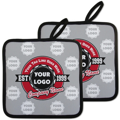 Logo & Tag Line Pot Holders - Set of 2 w/ Name or Text