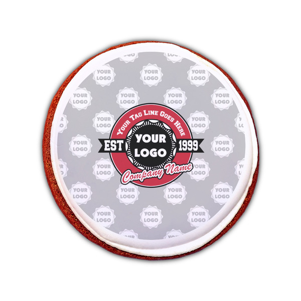 Logo & Tag Line Printed Icing Circle - Small - On Cookie