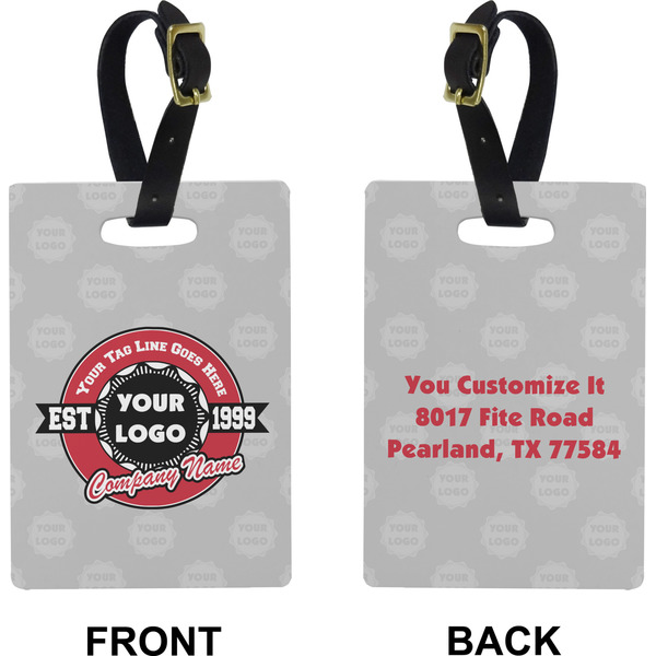 Logo & Tag Line Rectangle Luggage Tag (Front + Back)