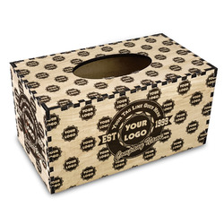 Logo & Tag Line Wood Tissue Box Cover - Rectangle (Personalized)