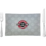 Logo & Tag Line Glass Rectangular Lunch / Dinner Plate - Single w/ Logos