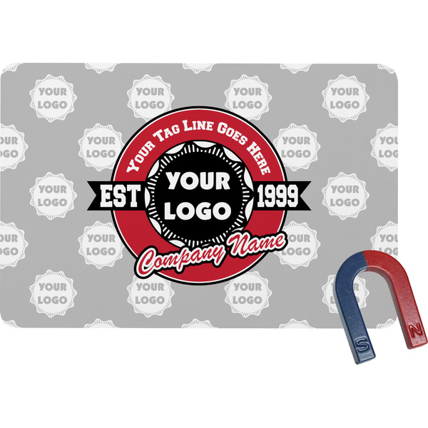 Custom Logo & Tag Line Rectangular Fridge Magnet w/ Logos