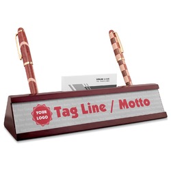 Logo & Tag Line Red Mahogany Nameplate with Business Card Holder (Personalized)