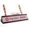 Logo & Tag Line Red Mahogany Nameplates with Business Card Holder - Angle