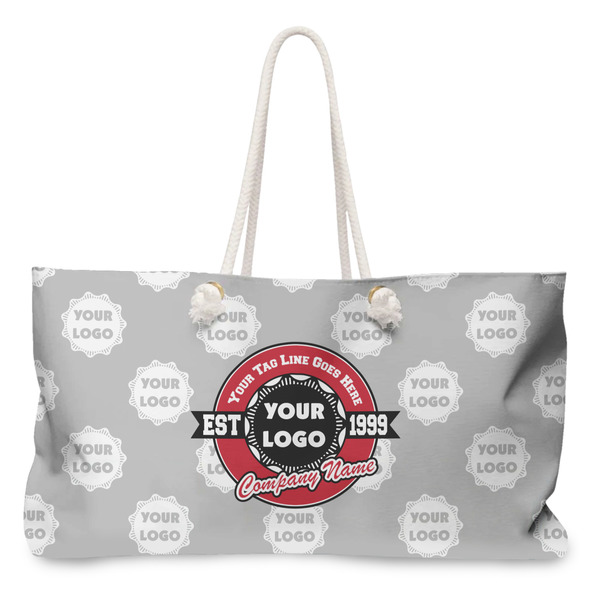 Custom Logo & Tag Line Large Tote Bag with Rope Handles w/ Logos