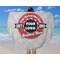 Logo & Tag Line Round Beach Towel - In Use