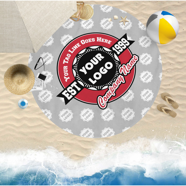 Logo & Tag Line Round Beach Towel Lifestyle