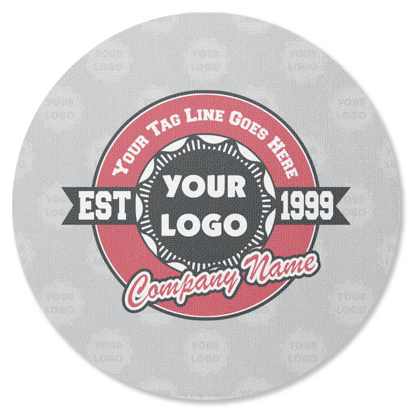 Custom Logo & Tag Line Round Rubber Backed Coaster - Single w/ Logos