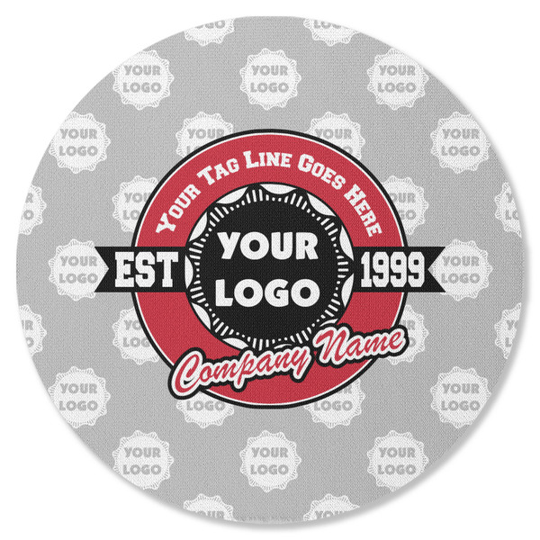 Custom Logo & Tag Line Round Rubber Backed Coaster - Single w/ Logos