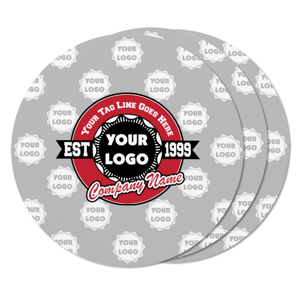 Logo & Tag Line Round Fridge Magnet - THREE