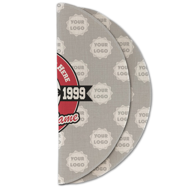 Logo & Tag Line Round Linen Placemats - HALF FOLDED (double sided)