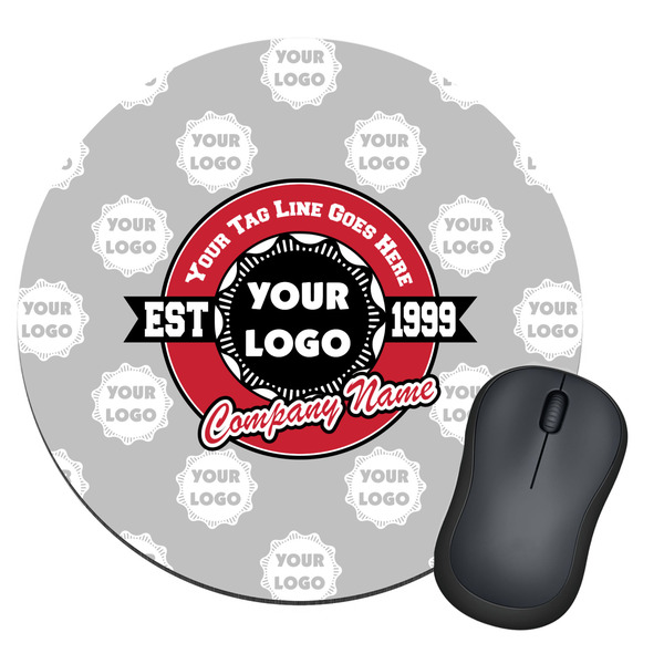 Custom Logo & Tag Line Round Mouse Pad (Personalized)