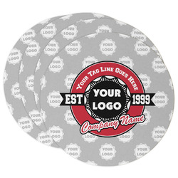 Logo & Tag Line Round Paper Coasters w/ Logos