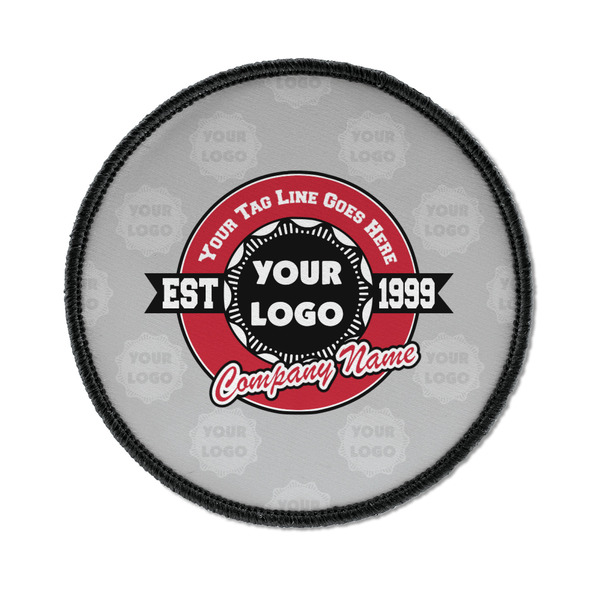Custom Logo & Tag Line Iron On Round Patch w/ Logos