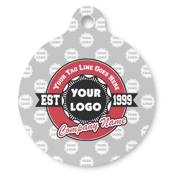 Custom Logo & Tag Line Round Pet ID Tag - Large (Personalized)