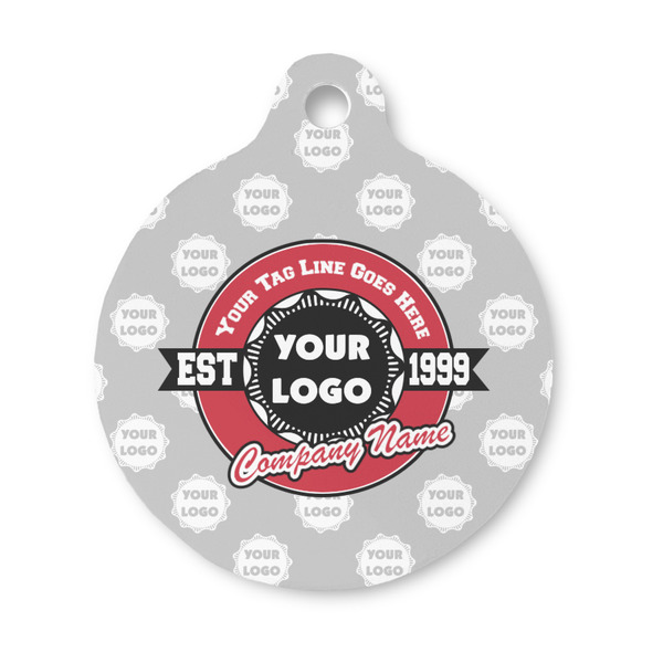 Custom Logo & Tag Line Round Pet ID Tag - Small (Personalized)
