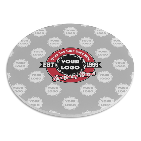 Logo & Tag Line Round Stone Trivet - Angle View