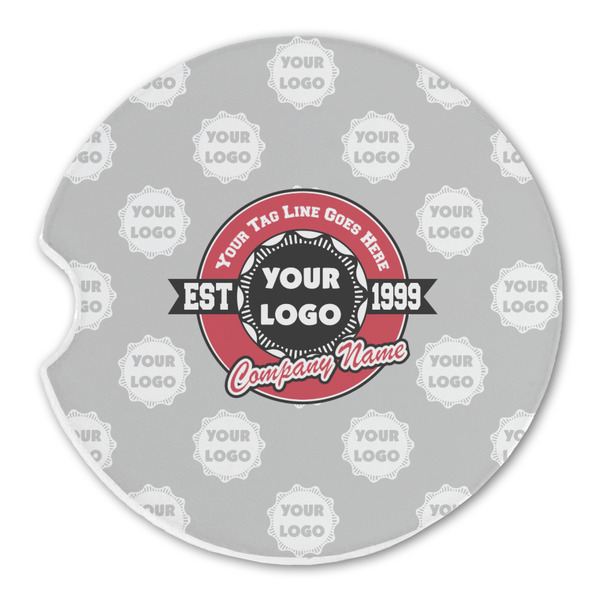 Custom Logo & Tag Line Sandstone Car Coaster - Single (Personalized)