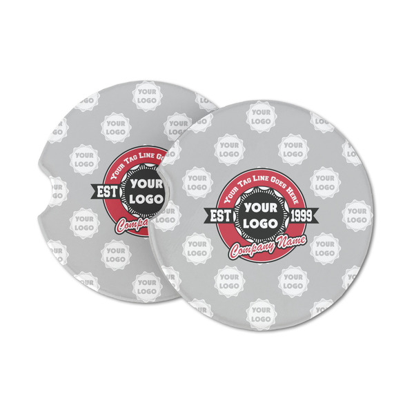 Custom Logo & Tag Line Sandstone Car Coasters - Set of 2 (Personalized)