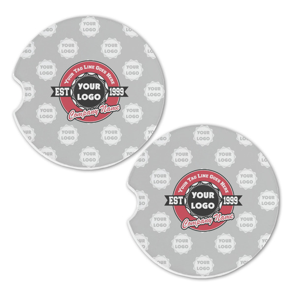 Logo & Tag Line Sandstone Car Coasters - Set of 2