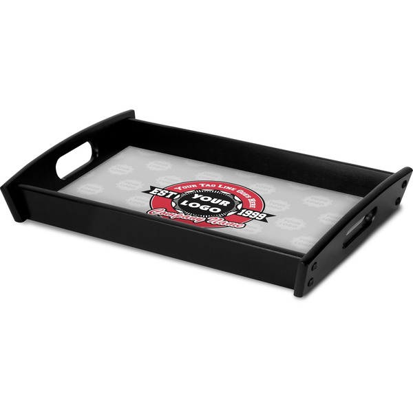 Logo & Tag Line Serving Tray Black - Corner