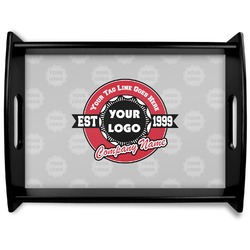 Logo & Tag Line Black Wooden Tray - Large w/ Logos