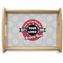 Logo & Tag Line Natural Wooden Tray - Large w/ Logos