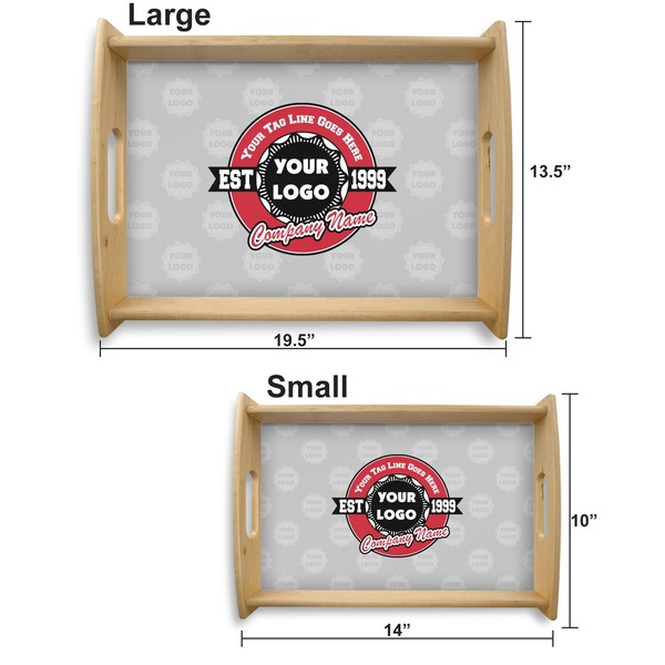 Logo & Tag Line Serving Tray Wood Sizes