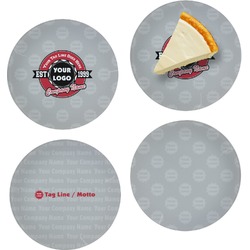 Logo & Tag Line Glass Appetizer / Dessert Plate 8" - Set of 4 (Personalized)
