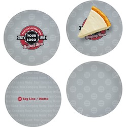 Logo & Tag Line Glass Appetizer / Dessert Plate 8" - Set of 4 (Personalized)