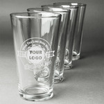 Logo & Tag Line Pint Glasses - Laser Engraved - Set of 4 (Personalized)