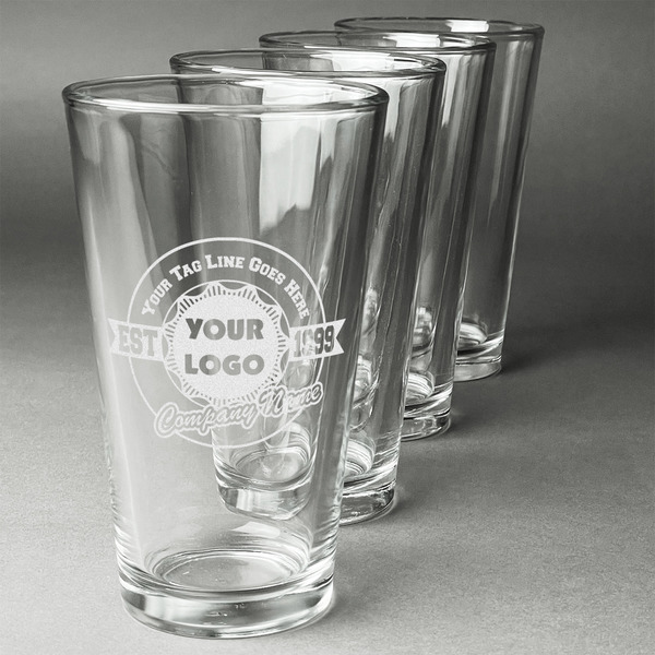 Logo & Tag Line Set of Four Engraved Pint Glasses - Set View
