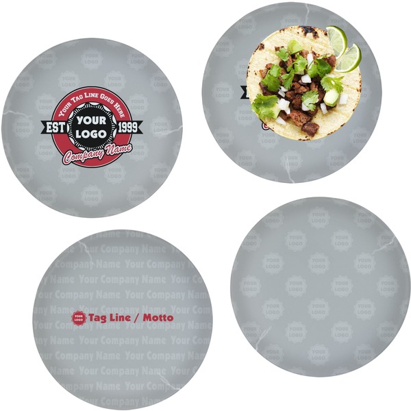 Custom Logo & Tag Line Glass Lunch / Dinner Plate 10" - Set of 4 (Personalized)