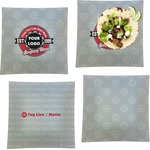 Logo & Tag Line Glass Square Lunch / Dinner Plate 9.5" - Set of 4 w/ Logos