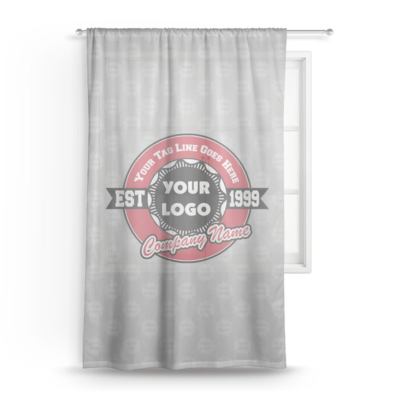 Custom Logo & Tag Line Sheer Curtain - 50" x 84" (Personalized)