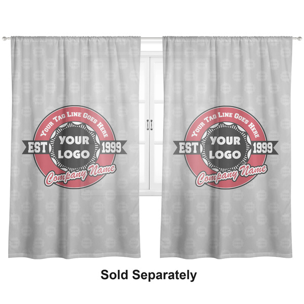 Logo & Tag Line Sheer Curtains Double