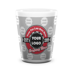 Logo & Tag Line Ceramic Shot Glass - 1.5 oz - White - Set of 4 (Personalized)