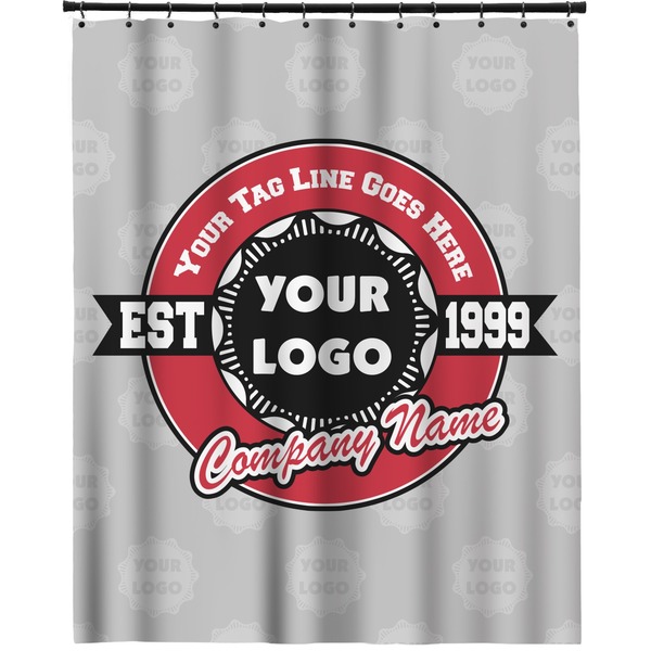 Custom Logo & Tag Line Extra Long Shower Curtain - 70" x 83" w/ Logos