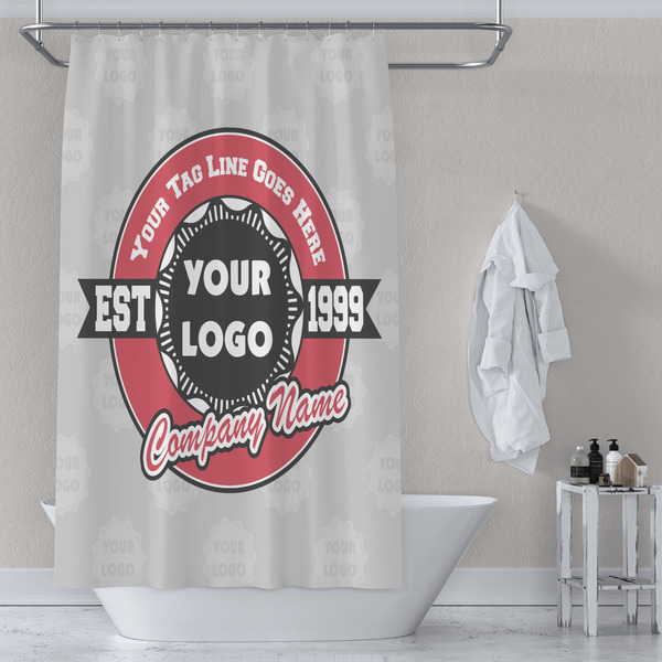 Logo & Tag Line Shower Curtain Lifestyle
