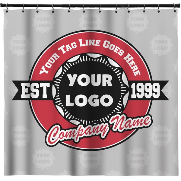 Custom Logo & Tag Line Shower Curtain - Custom Size w/ Logos