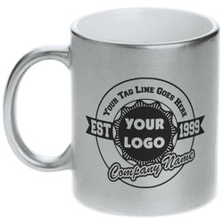 Logo & Tag Line Metallic Silver Mug (Personalized)