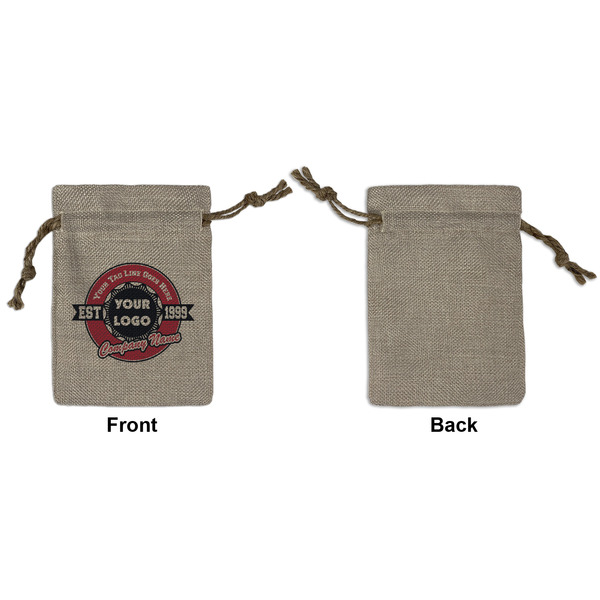 Logo & Tag Line Small Burlap Gift Bag - Front Approval