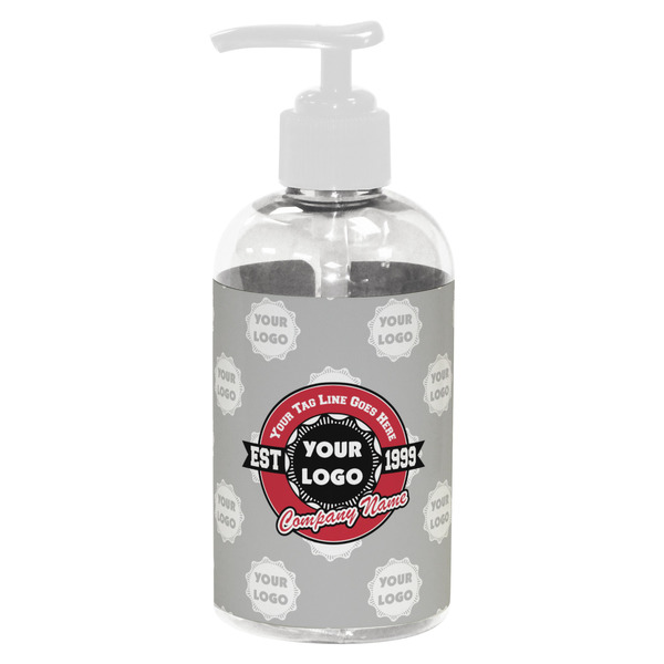Custom Logo & Tag Line Plastic Soap / Lotion Dispenser - 8 oz - Small - White (Personalized)