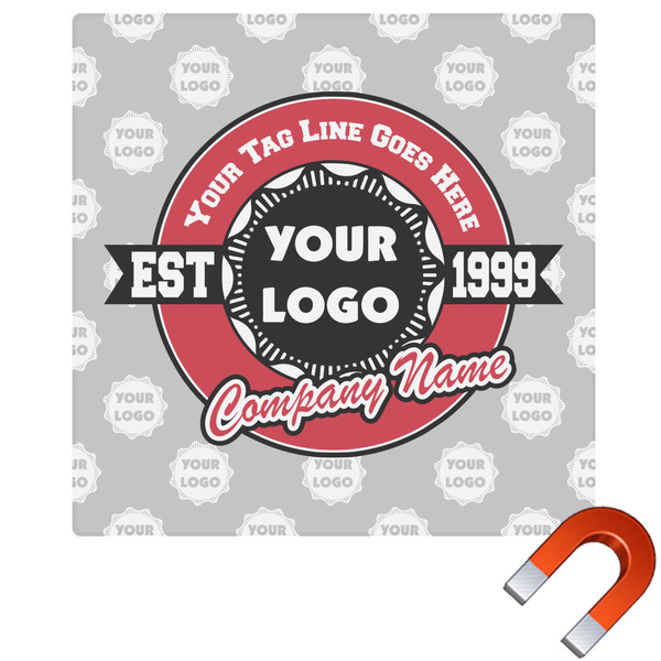 Custom Logo & Tag Line Square Car Magnet - 6" w/ Logos