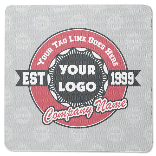 Custom Logo & Tag Line Square Rubber Backed Coaster - Single w/ Logos